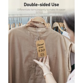 Uniclife 200 Pcs Kraft Tags Blank Shipping Tags with Elastic String Attached Hanging Paper Tags with Reinforced Eyelet Large Marking Tags Price Tags Inventory Label Tags, 4.7" x 2.36"