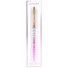 Kiara Sky Pink Crystal Acrylic Nail Brush - Professional Nail Cleaner Tool - Nail Kolinsky Brush for Women - 100% Kolinksy Hand Crafted Nail Tools - Long Lasting Nail Cleaning Brush, (16)
