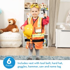 Melissa & Doug Construction Worker Role Play Costume Dress-Up Set (6 pcs)