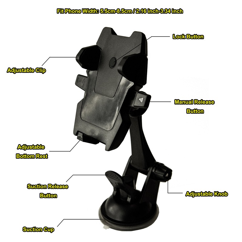 Jeremywell Universal 360 Degree Car Windshield Dashboard Suction Cup Mount