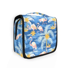 Hanging Travel Toiletry Bag Flamingos Palm Trees Kit Makeup Case Cosmetics Organizer for Men Women