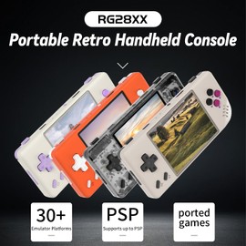 RG28XX Retro Handheld Game Console, 2.83 Inch IPS Screen Linux System Built-in 64G TF Card 5516 Games Support Multimedia Application and HDMI TV Output (Orange)