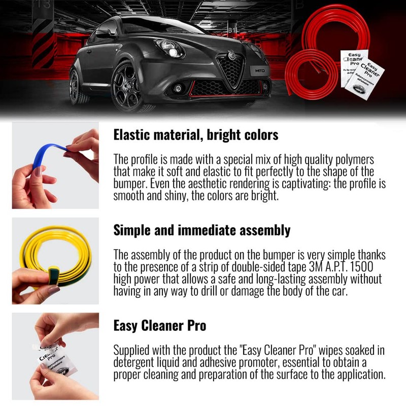 Red Profile Sticker for DAM Front Bumper Alfa Mito