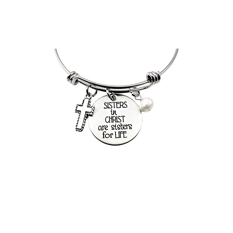 Sisters In Christ Bangle Bracelet