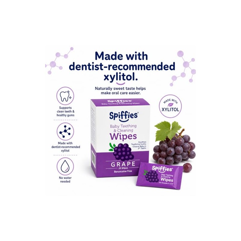 Toothwipes, Grape Wipes, 20-Count ( Pack of 3) ( Pack