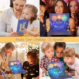 Mzd8391 UPGRADED 3D Pop Up Firework Birthday Cards, Musical LED Lights Birthday Cards