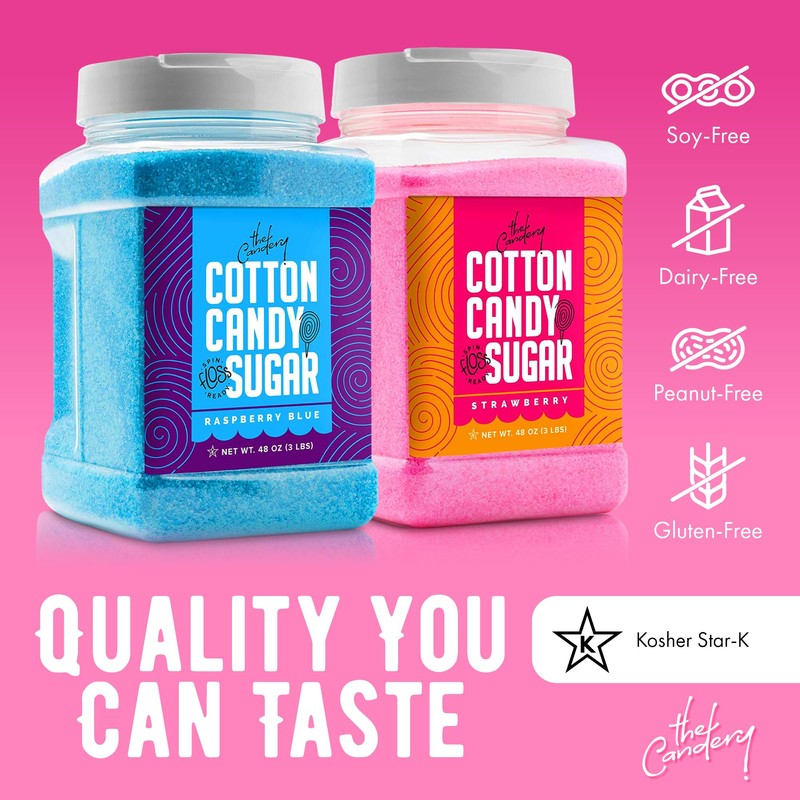 The Candery Cotton Candy Floss Sugar 32oz (2-Pack) Includes |