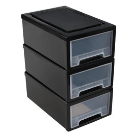 Utiao 6 Quart Plastic Stacking Storage Drawer Unit, Small Desktop Storage Drawers, 3 Packs