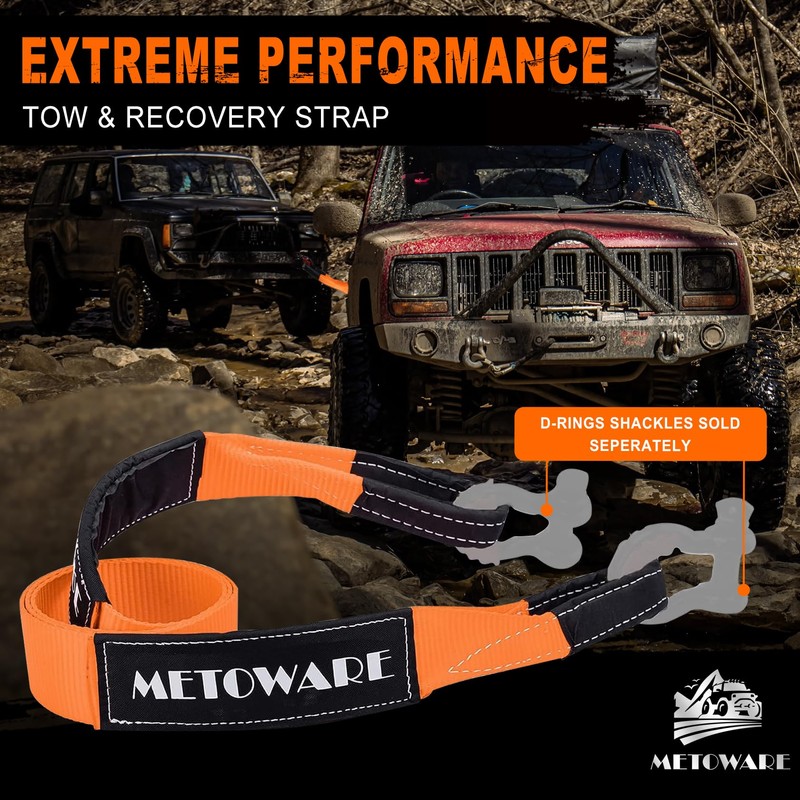 METOWARE Tree Saver Tow Strap 3'' × 8ft Recovery Strap,