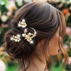 Kilshye Pearl Bridal Hair Pins Gold Star Wedding Hair Accessories