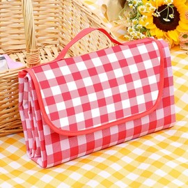 Full Check Pastel Picnic Mat - Large Outdoor Mat (3 Types for 4-10 People) - Pocket & Camping Picnic Mat Camping Mat S (150x100cm) / Red Accent 3ea
