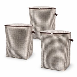 Bluelander Set de 3 Bolsas de Almacenamiento 50 * 50 * 70 cm, Organizadores para Clóset Plegables, Bolsas con Asas, Ideales para Ropa, Edredones y Alm