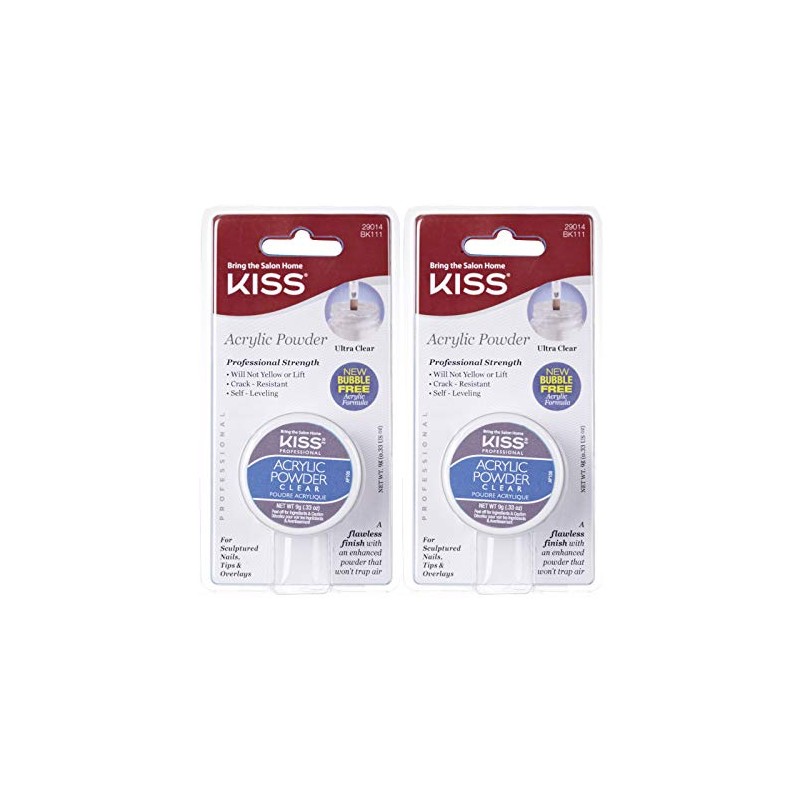 Kiss Acrylic Powder Clear 0.33 Ounce (2 PACK)