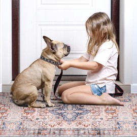 Coarir Washable Runner Rug 2x8, Boho Runners for Hallways with Rubber Backing, Non-Slip Runner Rugs, Vintage Soft Carpet Runner for Bedroom Bathroom Laundry Room Living Room Decor (Light Blue)