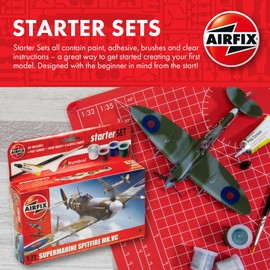 Airfix Starter Set - A55014 Messerschmitt Bf109F-4 Model Building Kit - Plastic Model Plane Kits for Adults & Children 8+, Set Includes Decals, Acrylic Paints, Brushes & Poly Cement - 1:72 Scale Model