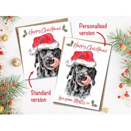 Black Labrador Christmas Card, Funny Dog Christmas Card with Black Lab, Black Labrador Card with Santa Hat, Christmas Card from the Dog