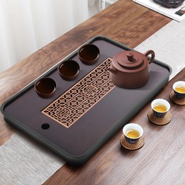 14inch Tea Tray, Bamboo Kungfu Tea Set, Detachable Tea Serving Tray with Drain and Water Storage, Gongfu Tea Tray for China Kung Fu Tea Set, Tea Party, Anniversary, Easy to Clean