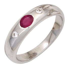 Jobo Women's 925 Silver Ruby and Cubic Zirconia Ring, Silver, Ruby