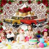 HANYING Retro Car Roses Backdrop 50s Classic Car Theme Party