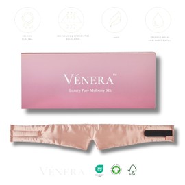 Vénera Silk Eye Mask - 100% Pure Mulberry 22 Momme Silk Sleep Mask, Adjustable Sleep Mask for Women and Men (Adjustable, Cloud Pink)