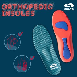 SULPO Orthopädische Einlegesohlen für Plantarfasziitis - Stoßdämpfende Einlegesohlen Herren & Damen - Atmungsaktive, Rutschfeste, Ultraleichte Schuheinlagen - L / 41-42 EU / 1 Paar
