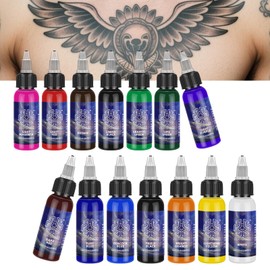 ATOMUS Tattoo Ink Kit Tattoo Pigment Set Natural Plant Tattoo Ink Pigment Permanent Makeup Tattoos Pigment(14 Colors 1 oz)