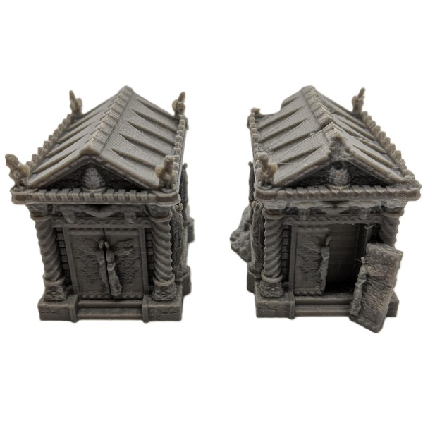 Pair of Mausoleum Grave Cemetery Tombs | 28mm 1/56 Scale
