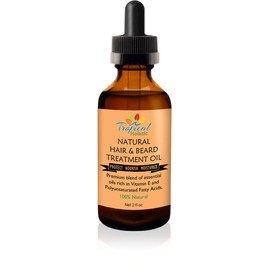 Tropical Holistic 100% Natural Hair Treatment Oil 2 oz - Premium Beard Essential Oil Blend with Argan, Emu, Jojoba, Jamaican Black Castor Oil, Peppermint for Men, Women with Dry, Damaged, Thin Hair