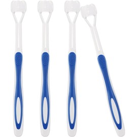 4 Pieces Three Sided Toothbrush Autism Sensory Toothbrush Bristle Travel Toothbrush for Kids Complete Teeth Gum Care Pretty Good Angle Clean Each Tooth, Soft and Gentle (Blue)