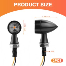 MOXRUQ Motorcycle Turn Signals Led, Bullet Front Rear Indicator Small Blinker with Amber Lamp, 12V Universal Turn Signals Light for Harley Yamaha Hon-da kawasaki Cafe Racer Cruiser Dirt Bike (Black)