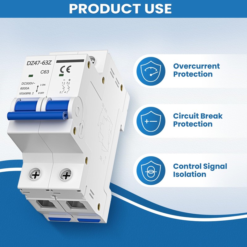 DC Circuit Breaker 32A 2P 500V, Miniature Disconnect Switch for