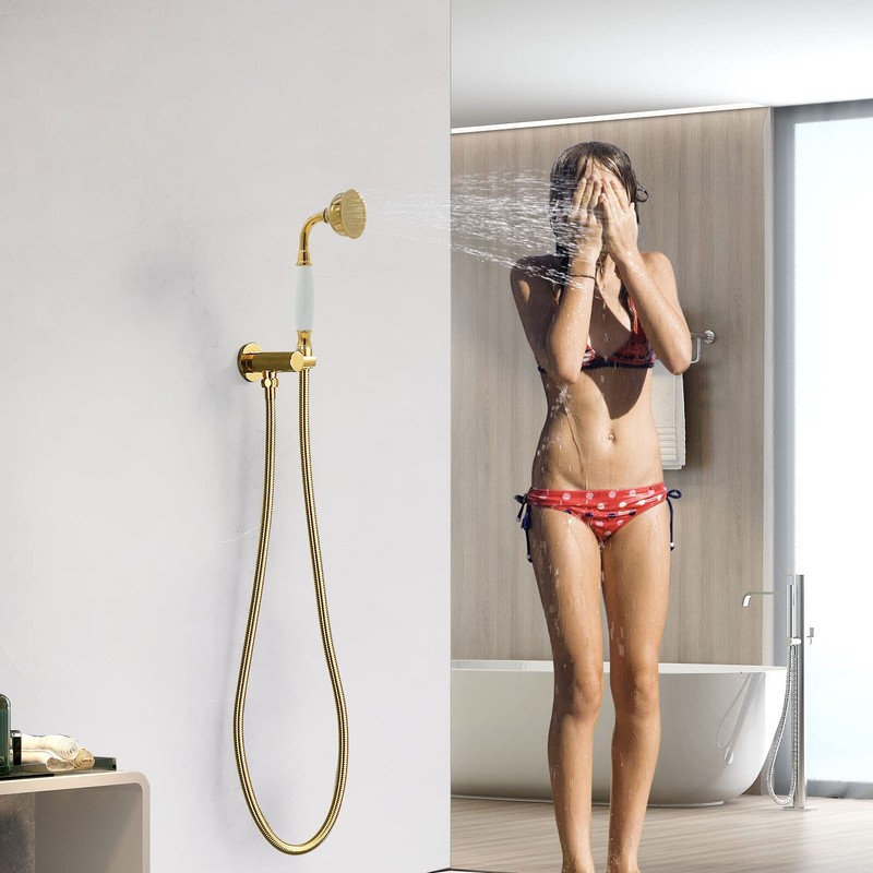 HOMEDEC Traditional Telephone Style Brass Handheld Showerhead with 59inch Hose