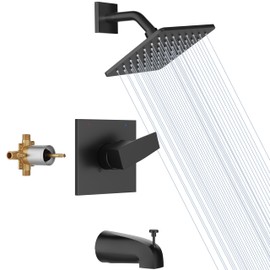 Black Shower Faucet Set, Compatible with Delta Faucet 13/14 Series Shower Trim Kit, All Metal Bathtub Shower Handle Set, Single-Handle Tub Shower Trim Kit with Valve, Matte Black (Valve Include)