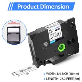 USUPERINK 10PK Compatible for Brother P-Touch Label Maker Tape TZe-241 TZ-241 TZe241 TZ241 Black on White 18mm 3/4 inch 0.7'' x 26.2ft Laminated TZe TZ Label Tape for PT-9200PC 9700PC 9800PCN D800W