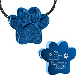 constantlife Cremation Jewelry for Pet Ashes - Dog Cat Paw Design Urn Pendant Memorial Necklace Stainless Steel Keepsake Gift for Women Men (Colorful)