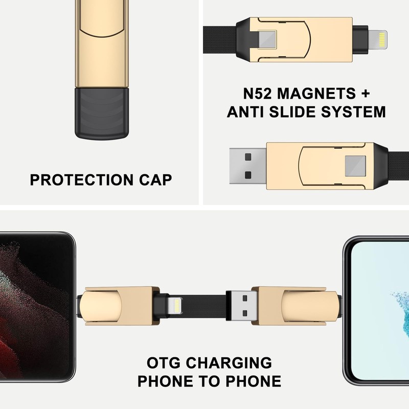 CHAFON 6 in 1ALL IN CHARGER Gold Multi Charging Cable