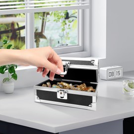 Lockable Cash Box - Aluminium Alloy Storage with Single - Row Currency Tray - Ideal for Cash Organizing, Collectors & Secure Money Keeping