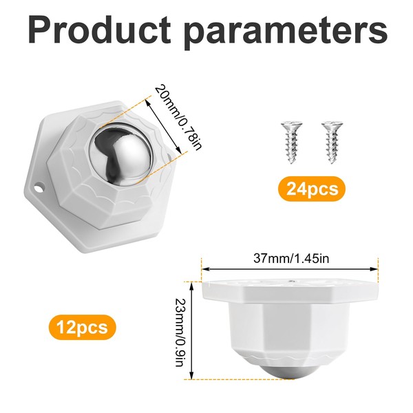 gxwcyi 12 Stck Kugelrollen Schwerlast M?belrollen Flach Set, Kugelrollen fr