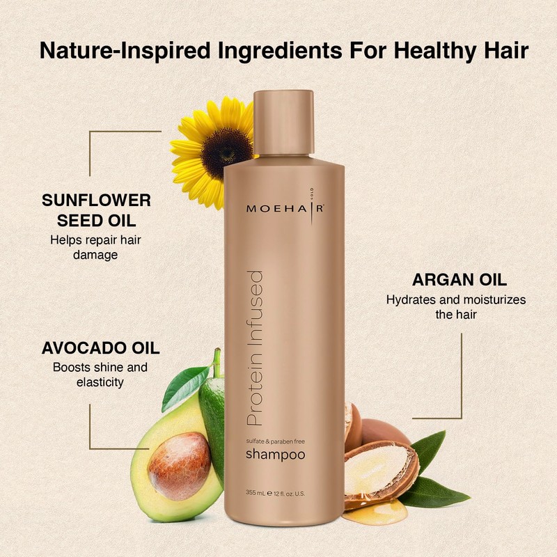 MOEHAIR Protein Infused Shampoo (12 Fl Oz) | Anti-Frizz, Moisturizing