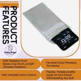 LukyTrge Security Faraday Pouch,Faraday Bags for Phones,EMF Blocker for Cell Phone Anti-Tracking Anti-Spying GPS RFID Signal Blocking Bag Shielding Pouch,Fits All Phones Within 4.5in x 7in Silver