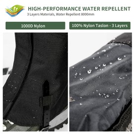 Unigear Snow Gaiters for Hiking,Waterproof Boot Leg Gaiters for Walking Climbing Hunting Skiing,1000D High-tech Fabric