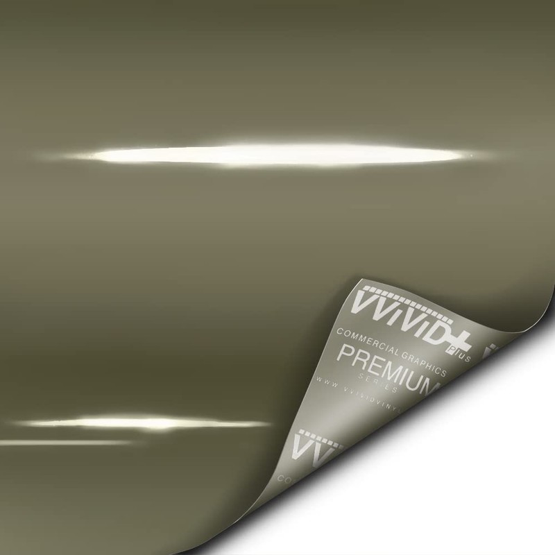 VViViD+ Ultra Gloss Khaki Green 1ft x 5ft Vinyl Car