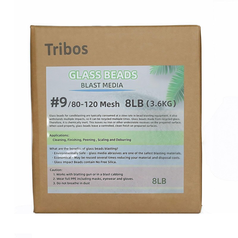 Glass Bead Media for Sandblasting – 8LB Non-Silica Reusable Blasting