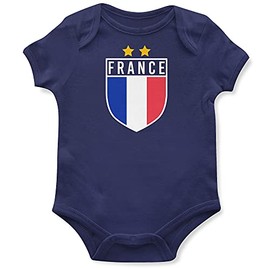 Purple Print House Baby Boys France Flag Badge Retro Babygrow - Football Country European 2021 Supporters Gifts for Baby - 2020 French Tournament Footy Soccer Top, 0-3 Months, Navy