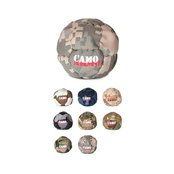 Camo Ammo Footbag Hacky Sack. 14 Panel Steel Pellet/Ground Rubber Filled Footbag, Assorted Colors