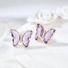 YOQUCOL Butterfly Shape Dark Purple Crystal Glass Stud Earrings Golden