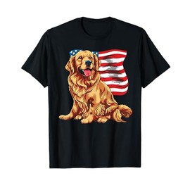Golden Retriever Dog 4th of July American Flag Gifts Girls T-Shirt