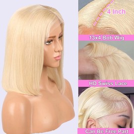 OLFORY 613 Blonde Bob Wig Human Hair 13x4 HD Bob Lace Front Wigs Human Hair Pre Plucked 180 Density Blonde Wig Human Hair Short Bob Wigs for Women 10 Inch