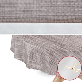 Tablecloth Washable Oilcloth Tablecloth Oval 140 x 180 cm Cut Edge Linen Textile Look Grey Garden Tablecloth Oilcloth
