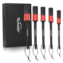 AutoGo Car Wash Brush, Detailing Brush, Aluminum Wheel Brush, Car Wash Goods, Pig Bristle, Soft, Bike, Long, Non-Scratch, Set of 5